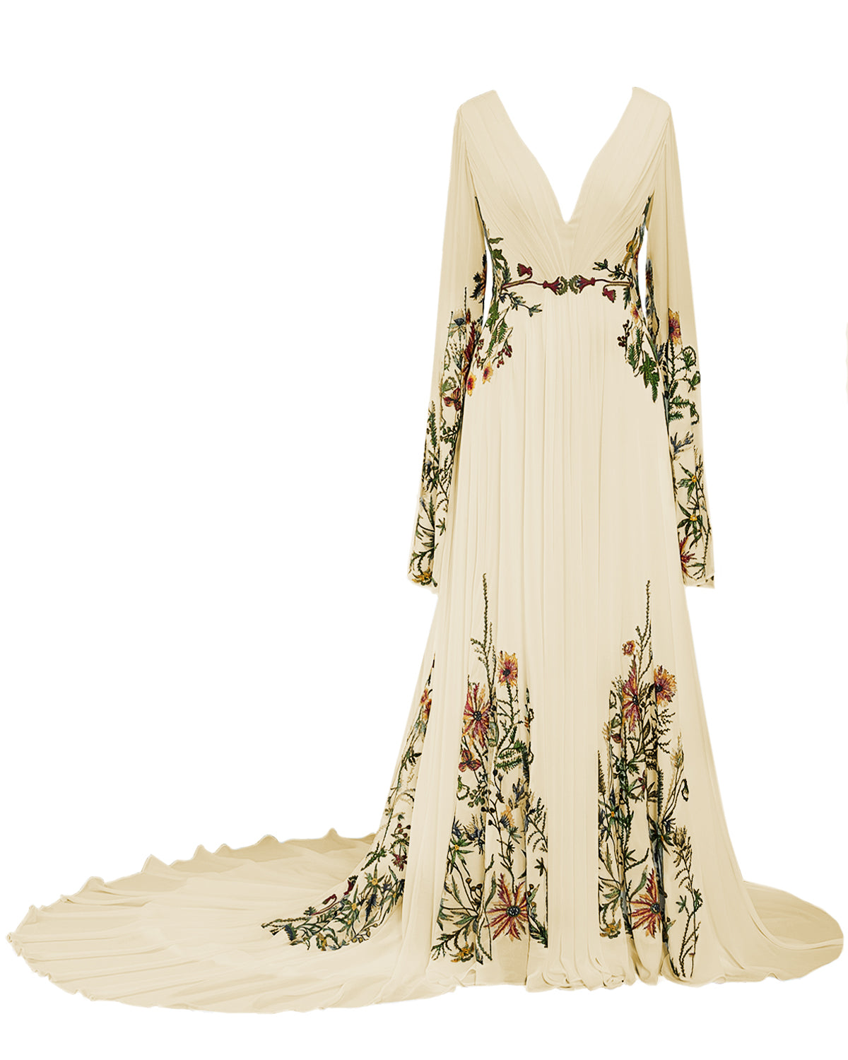 Sspbridal Women Boho Floral Wedding Dress Long Sleeve